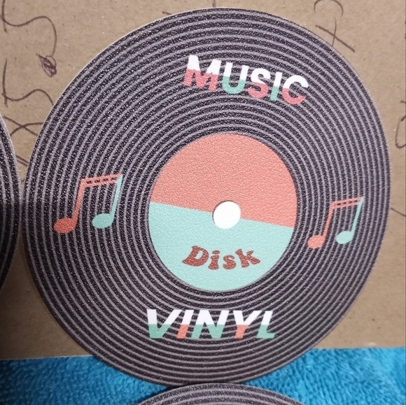 Colorful Music Vinyl Coaster Set Of 6 - Picture 3 of 8